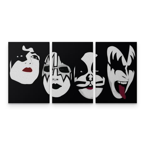 Quadro Decorativo Rock Banda Kiss Para Sala Quarto 3 Telas - Bimper Menor preço em Quadro Decorativo Rock Banda Kiss Para Sala Quarto 3 Telas - Bimper
