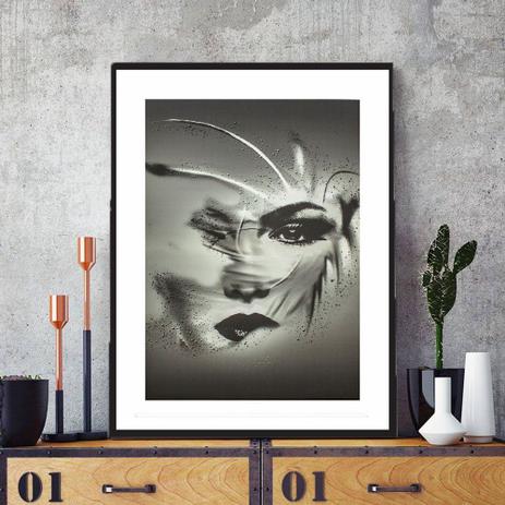 Quadro Decorativo Rosto Preto e Branco - Datela Menor preço em Quadro Decorativo Rosto Preto e Branco - Datela