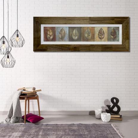 Quadro Decorativo Rústico Folhas New Leaf Panel 120x40cm - Decore pronto Menor preço em Quadro Decorativo Rústico Folhas New Leaf Panel 120x40cm - Decore pronto