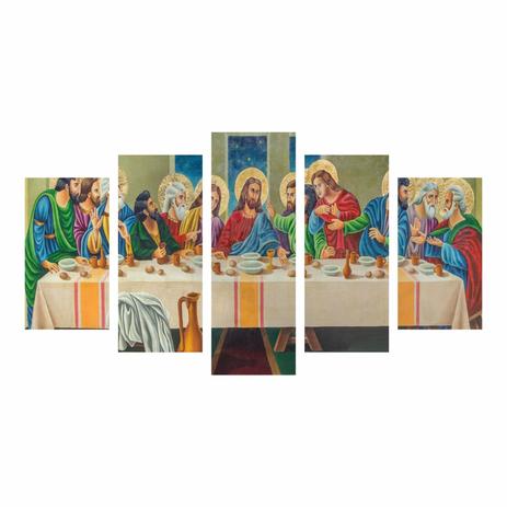 Quadro Decorativo Santa Ceia Religioso 5 Peças - 1,14x65 - Quadros mais Menor preço em Quadro Decorativo Santa Ceia Religioso 5 Peças - 1,14x65 - Quadros mais