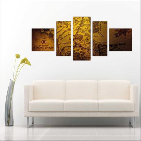 Quadro Decorativo Senhor Dos Anéis Mapa Mundo 5 Peças TT5 - Vital Menor preço em Quadro Decorativo Senhor Dos Anéis Mapa Mundo 5 Peças TT5 - Vital