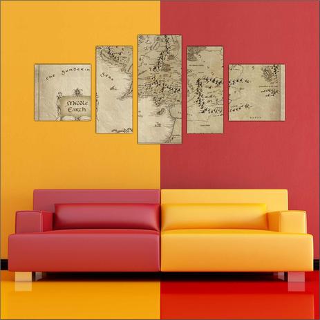 Quadro Decorativo Senhor Dos Anéis Mapa Mundo 5 Peças TT6 - Vital Menor preço em Quadro Decorativo Senhor Dos Anéis Mapa Mundo 5 Peças TT6 - Vital