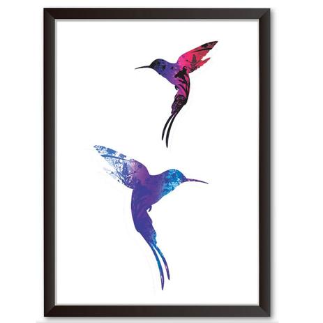 Quadro Decorativo - Silhueta passarinhos color - 34x24cm - Cool art Menor preço em Quadro Decorativo - Silhueta passarinhos color - 34x24cm - Cool art