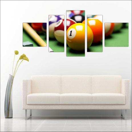 Quadro Decorativo Sinuca Bilhar Salas De Jogos Mosaico 5 Peças TT2 - Vital Menor preço em Quadro Decorativo Sinuca Bilhar Salas De Jogos Mosaico 5 Peças TT2 - Vital