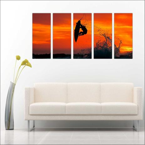 Quadro Decorativo Surf Surfista Mar Praia Onda Mosaico Com 5 Peças GG1 - Vital quadros do brasil Menor preço em Quadro Decorativo Surf Surfista Mar Praia Onda Mosaico Com 5 Peças GG1 - Vital quadros do brasil