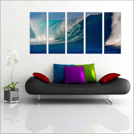 Menor preço em Quadro Decorativo Surf Surfista Mar Praia Onda Mosaico Com 5 Peças GG4 - Vital quadros do brasil