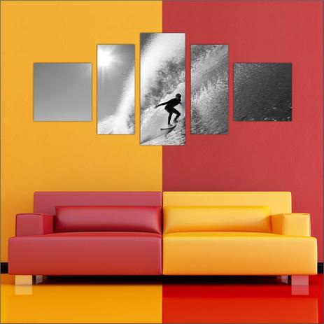 Quadro Decorativo Surf Surfista Onda Praia Mar Mosaico 5 Peças T4 - Vital Menor preço em Quadro Decorativo Surf Surfista Onda Praia Mar Mosaico 5 Peças T4 - Vital