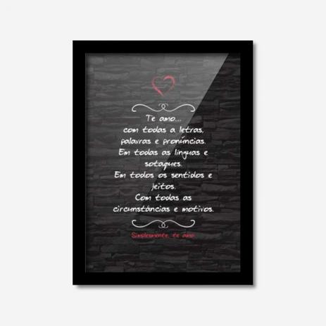 Quadro Decorativo Te Amo Com Todas As Letras 45cmx33cm Los Quadros Preto Menor preço em Quadro Decorativo Te Amo Com Todas As Letras 45cmx33cm Los Quadros Preto