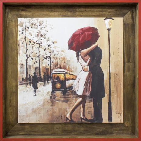 Quadro Decorativo Tela Emoldurada Casal Guarda-Chuva 80x80cm - Decore pronto Menor preço em Quadro Decorativo Tela Emoldurada Casal Guarda-Chuva 80x80cm - Decore pronto