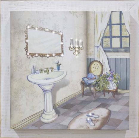 Quadro Decorativo Tela Impressa com Strass Lavabo II 35x35cm - Decore pronto Menor preço em Quadro Decorativo Tela Impressa com Strass Lavabo II 35x35cm - Decore pronto