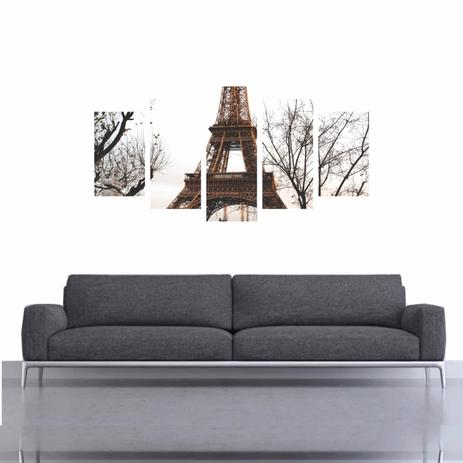 Quadro Decorativo Torre Eiffel Paisagem 5 Telas 160x80 - Quadros mais Menor preço em Quadro Decorativo Torre Eiffel Paisagem 5 Telas 160x80 - Quadros mais