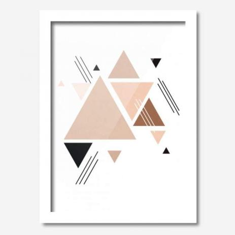 Menor preço em Quadro Decorativo Triângulos Rosa 45cmx33cm Los Quadros Branco