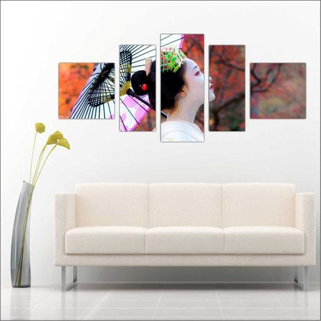 Quadro Decorativo Umbrella Japonesa Mosaico Moderno 5 Peças TT4 - Vital Menor preço em Quadro Decorativo Umbrella Japonesa Mosaico Moderno 5 Peças TT4 - Vital