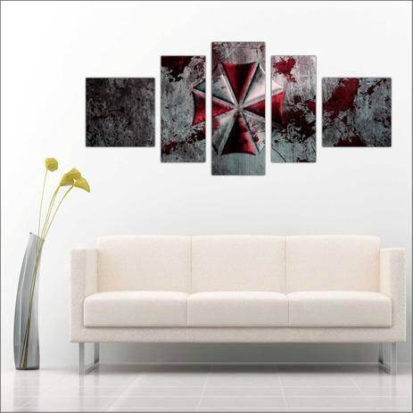 Quadro Decorativo Umbrella Residente Evil Mosaico Moderno 5 Peças TT1 - Vital Menor preço em Quadro Decorativo Umbrella Residente Evil Mosaico Moderno 5 Peças TT1 - Vital