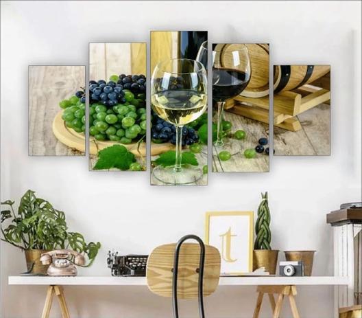 Quadro Decorativo Vinho Flor Mosaico 5pc Sala Jantar Quarto - Premium Art Decoracoes Menor preço em Quadro Decorativo Vinho Flor Mosaico 5pc Sala Jantar Quarto - Premium Art Decoracoes