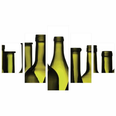 Quadro Decorativo Vinho Garrafas 5 Telas 114x65 - Quadros mais Menor preço em Quadro Decorativo Vinho Garrafas 5 Telas 114x65 - Quadros mais