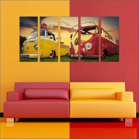 Quadro Decorativo Vintage Carros Mosaico Kombi Com 5 Peças GG12 - Vital quadros do brasil Menor preço em Quadro Decorativo Vintage Carros Mosaico Kombi Com 5 Peças GG12 - Vital quadros do brasil