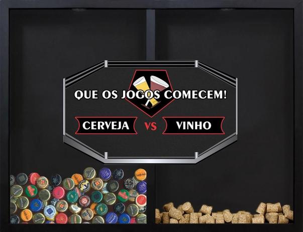 Quadro Duplo Porta Tampinhas e Porta Rolhas Que os Jogos Comecem 56x43cm - Decore pronto Menor preço em Quadro Duplo Porta Tampinhas e Porta Rolhas Que os Jogos Comecem 56x43cm - Decore pronto