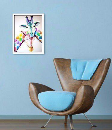 Quadro Girafa Colorida Casal com Moldura - Stickerboom é ruim? Quadro Girafa Colorida Casal com Moldura - Stickerboom é boa?