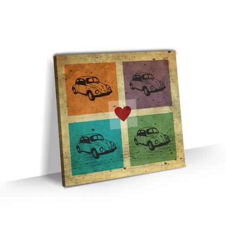 Quadro Grande Carro Fusca Amor Vintage Tela Tecido 70x70 - Bimper Menor preço em Quadro Grande Carro Fusca Amor Vintage Tela Tecido 70x70 - Bimper
