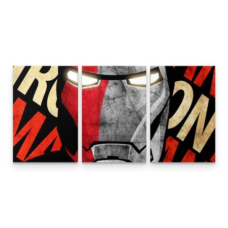 Quadro Homem de Ferro Ironman Decorativo Sala Quarto 3 Telas - Bimper Menor preço em Quadro Homem de Ferro Ironman Decorativo Sala Quarto 3 Telas - Bimper