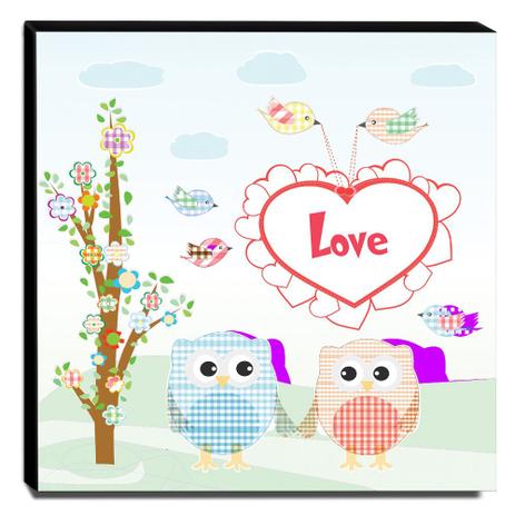 Quadro Infantil Corujinhas Love Canvas 30x30cm-INF57 - Lubrano decor é boa?