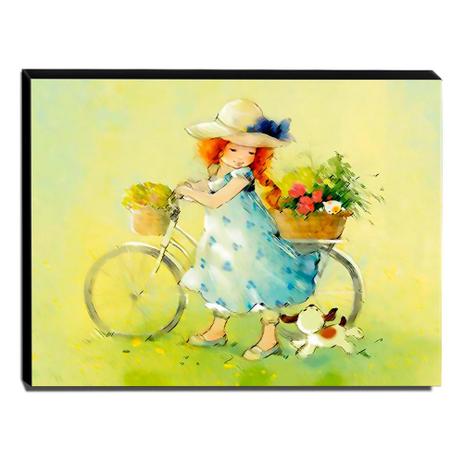 Quadro Infantil Menina De Bicicleta Canvas 30x40cm-INF468 - Lubrano decor Menor preço em Quadro Infantil Menina De Bicicleta Canvas 30x40cm-INF468 - Lubrano decor