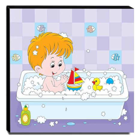 Quadro Infantil Menino Tomando Banho Canvas 30x30cm-INF106 - Pró Canvas Menor preço em Quadro Infantil Menino Tomando Banho Canvas 30x30cm-INF106 - Pró Canvas