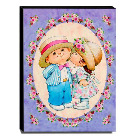 Quadro Infantil Vintage Menina Beijando Menino Canvas 40x30cm-INF510 - Pró Canvas Menor preço em Quadro Infantil Vintage Menina Beijando Menino Canvas 40x30cm-INF510 - Pró Canvas
