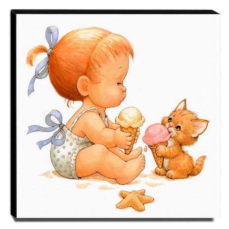 Quadro Infantil Vintage Menina E Gatinho Na Praia Canvas 30x30cm-INF498 - Pró Canvas Menor preço em Quadro Infantil Vintage Menina E Gatinho Na Praia Canvas 30x30cm-INF498 - Pró Canvas
