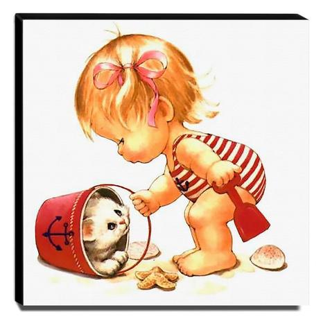 Quadro Infantil Vintage Menina Na Praia Canvas 30x30cm-INF496 - Pró Canvas Menor preço em Quadro Infantil Vintage Menina Na Praia Canvas 30x30cm-INF496 - Pró Canvas