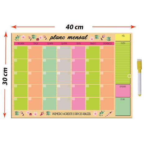 Quadro Lousa Planejador Mensal 30x40 cm Metal Lindo - Gift Presentes Menor preço em Quadro Lousa Planejador Mensal 30x40 cm Metal Lindo - Gift Presentes