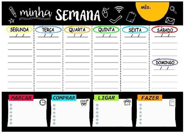 Quadro Lousa Planejador - Minha Semana 02 - De Metal 40X60Cm - PG02 - Onze22 Menor preço em Quadro Lousa Planejador - Minha Semana 02 - De Metal 40X60Cm - PG02 - Onze22