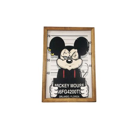 Quadro Madeira Mdf 20x20cm C/ Moldura e Acab. Mickey Preso - Maisaz Menor preço em Quadro Madeira Mdf 20x20cm C/ Moldura e Acab. Mickey Preso - Maisaz