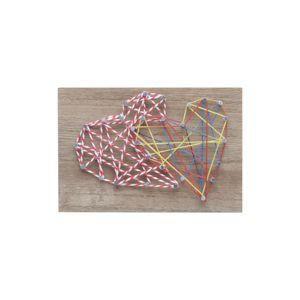 Quadro madeira string art dois coracoes colorido 14x0.9x9.5cm - Urban Menor preço em Quadro madeira string art dois coracoes colorido 14x0.9x9.5cm - Urban