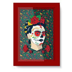 Menor preço em Quadro madeira/vidro impresso fk face and flowers fd azul 26 x 33,7 x 2,2 cm - Urban