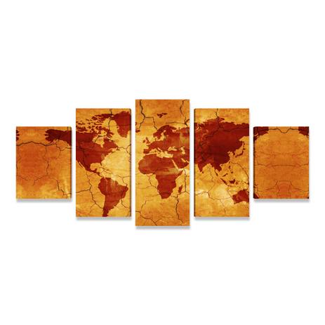 Quadro Mapa Mundi Envelhecido Grande Mosaico 5 Telas GRD - Bimper Menor preço em Quadro Mapa Mundi Envelhecido Grande Mosaico 5 Telas GRD - Bimper