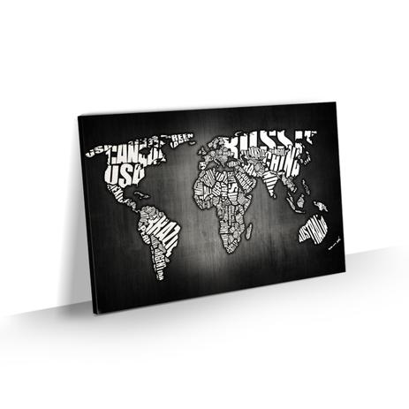 Quadro Mapa Mundi Grande Preto Nomes Países Tela 90x60 - Bimper Menor preço em Quadro Mapa Mundi Grande Preto Nomes Países Tela 90x60 - Bimper