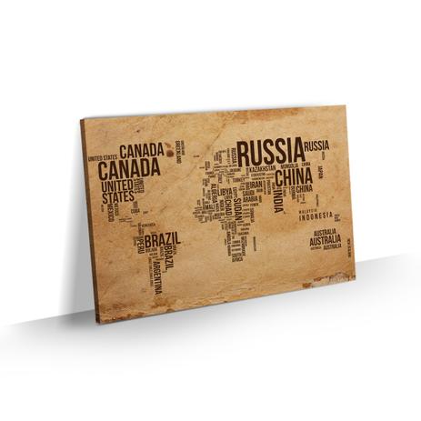 Quadro Mapa Mundi Nomes Países Decorativo Sala Quarto 60x40 - Bimper é boa?