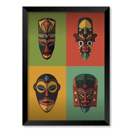 QUADRO MÁSCARAS AFRICANAS - TAMANHO A2 - Moldura Preta Sem Acrílico - Pôster no quadro Menor preço em QUADRO MÁSCARAS AFRICANAS - TAMANHO A2 - Moldura Preta Sem Acrílico - Pôster no quadro