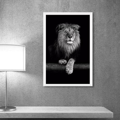Quadro Moldura Branca e Vidro Leão Coleção Animais da Oppen House Decorativo Dala de Estar é boa?