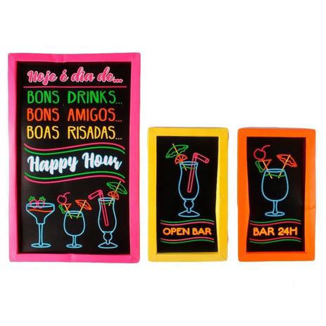 Quadro Molduras Drink Neon - 3 unidades - Aluá festas é boa?