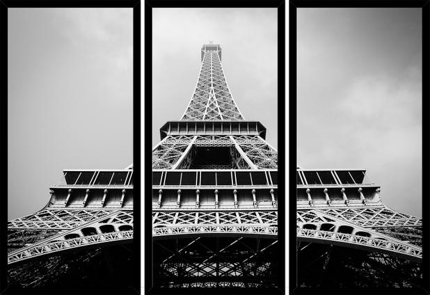 Quadro Mosaico 3 Partes Reto Torre Eiffel Peb Art e Cia - Preto Menor preço em Quadro Mosaico 3 Partes Reto Torre Eiffel Peb Art e Cia - Preto