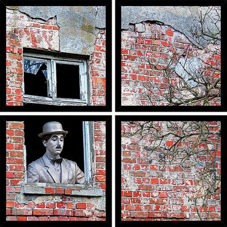 Quadro Mosaico 4 Partes Quadrado Charles Chaplin Na Janela Art e Cia - Preto é boa?