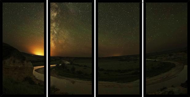 Quadro Mosaico 4 Partes Reto Céu Estrelas Art e Cia - Preto Menor preço em Quadro Mosaico 4 Partes Reto Céu Estrelas Art e Cia - Preto