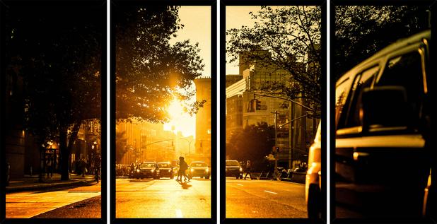 Quadro Mosaico 4 Partes Reto Cidade Pôr Do Sol Art e Cia - Preto Menor preço em Quadro Mosaico 4 Partes Reto Cidade Pôr Do Sol Art e Cia - Preto
