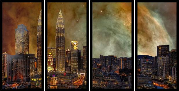 Quadro Mosaico 4 Partes Reto Malásia Estilo Pintura Art e Cia - Preto Menor preço em Quadro Mosaico 4 Partes Reto Malásia Estilo Pintura Art e Cia - Preto