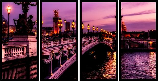 Quadro Mosaico 4 Partes Reto Ponte Alexandre Iii Paris Art e Cia - Preto Menor preço em Quadro Mosaico 4 Partes Reto Ponte Alexandre Iii Paris Art e Cia - Preto