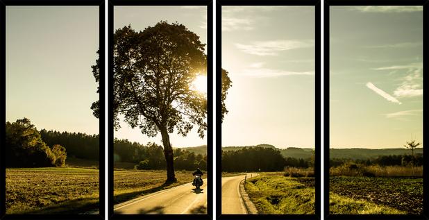Quadro Mosaico 4 Partes Reto Viagem de Moto em Estrada Deserta Art e Cia - Preto Menor preço em Quadro Mosaico 4 Partes Reto Viagem de Moto em Estrada Deserta Art e Cia - Preto