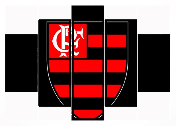 Quadro Mosaico 5 Partes Brasão Flamengo Moldura Preta Art e Cia Menor preço em Quadro Mosaico 5 Partes Brasão Flamengo Moldura Preta Art e Cia
